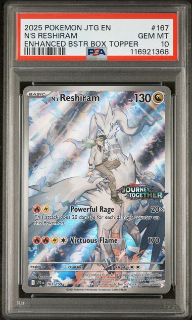 PSA 10 N's Reshiram Stamped Journey Together 167/159