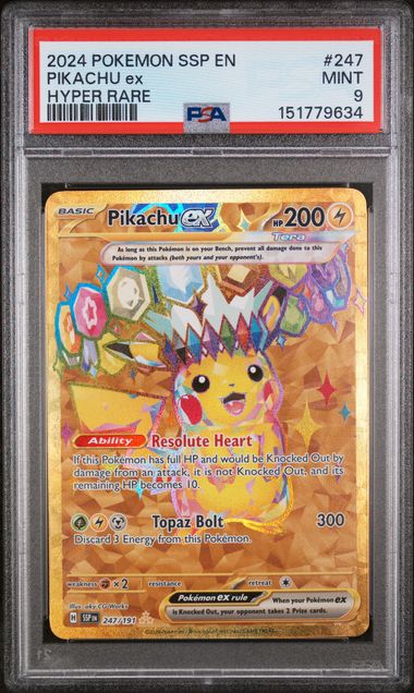 PSA 9 Pikachu ex Surging Sparks 247/191