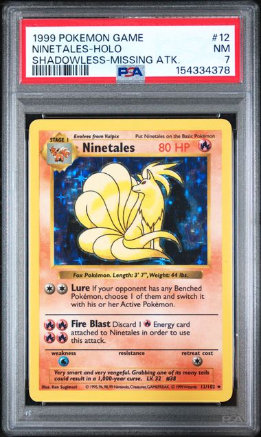 PSA 7 Ninetales Shadowless Missing ATK Base Set 12/102