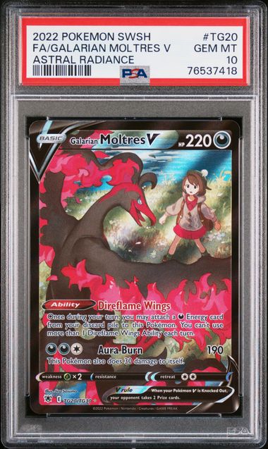 PSA 10 Galarian Moltres V Astral Radiance TG20/TG30