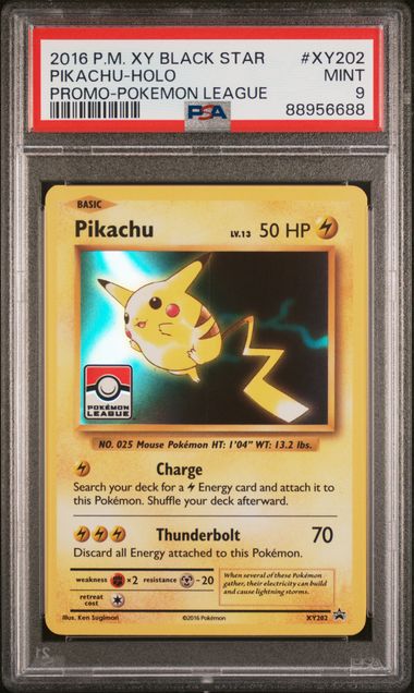 PSA 9 Pikachu Black Star Promo Pokemon League XY202