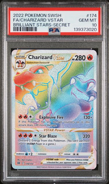PSA 10 Charizard VSTAR Brilliant Stars 174/172